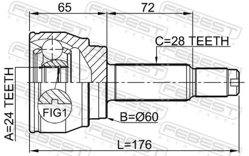 FEBEST Joint Kit, drive shaft (1410-REXIIAWD)