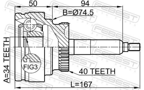 FEBEST Joint Kit, drive shaft (1410-REXIIPTA40)