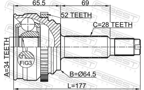 FEBEST Joint Kit, drive shaft (1410-RODA52)