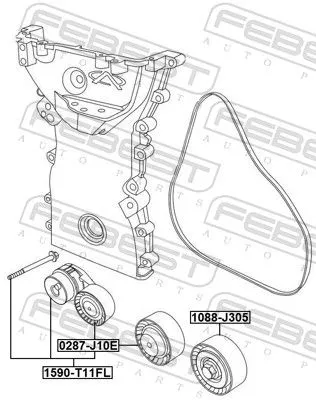 FEBEST Belt Tensioner, V-ribbed belt (1590-T11FL)
