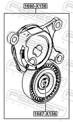 FEBEST Belt Tensioner, V-ribbed belt (1690-X156)