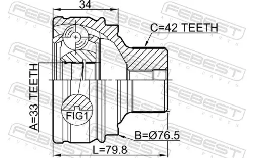 FEBEST Joint Kit, drive shaft (1710-Q520MT)