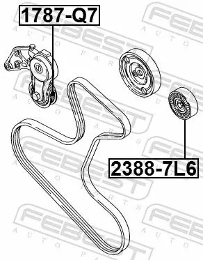 FEBEST Tensioner Pulley, V-ribbed belt (1787-Q7)