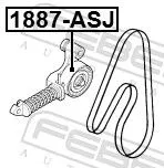 FEBEST Tensioner Pulley, V-ribbed belt (1887-ASJ)