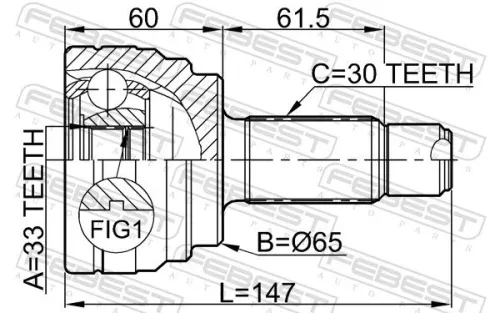 FEBEST Joint Kit, drive shaft (1910-E70)