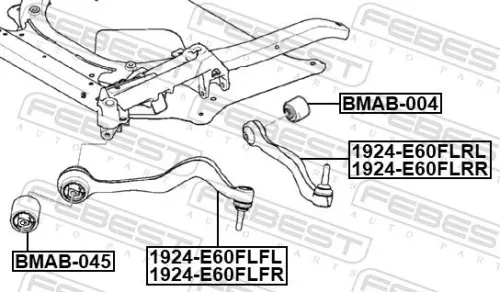 FEBEST Control/Trailing Arm, wheel suspension (1924-E60FLRR)