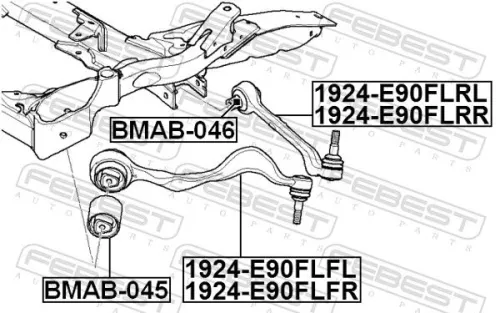 FEBEST Control/Trailing Arm, wheel suspension (1924-E90FLFL)