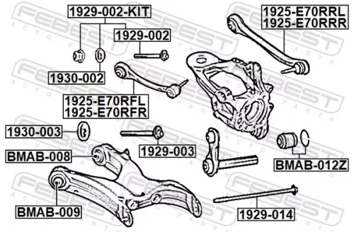 FEBEST Control/Trailing Arm, wheel suspension (1925-E70RFL)