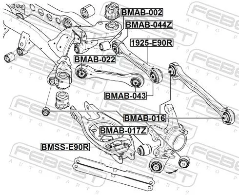 FEBEST Control/Trailing Arm, wheel suspension (1925-E90R)