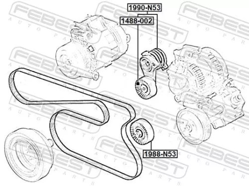 FEBEST Deflection/Guide Pulley, V-ribbed belt (1988-N53)