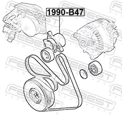 FEBEST Belt Tensioner, V-ribbed belt (1990-B47)