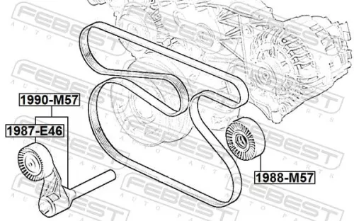 FEBEST Belt Tensioner, V-ribbed belt (1990-M57)