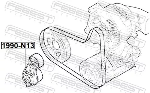 FEBEST Belt Tensioner, V-ribbed belt (1990-N13)