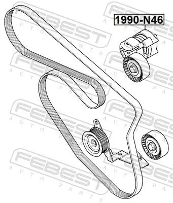 FEBEST Belt Tensioner, V-ribbed belt (1990-N46)