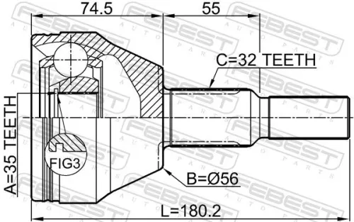 FEBEST Joint Kit, drive shaft (2010-NIT)