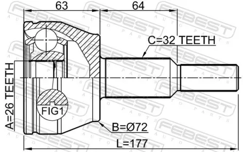 FEBEST Joint Kit, drive shaft (2010-WKF)