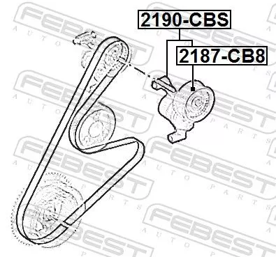 FEBEST Tensioner Pulley, timing belt (2187-CB8)