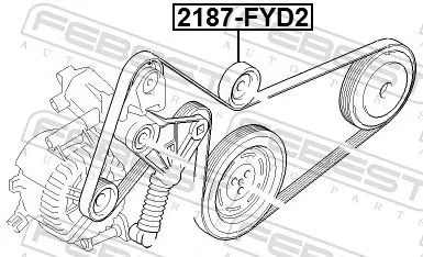 FEBEST Deflection/Guide Pulley, V-ribbed belt (2187-FYD2)