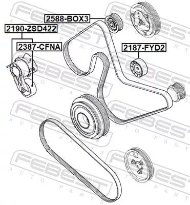FEBEST Belt Tensioner, V-ribbed belt (2190-ZSD422)