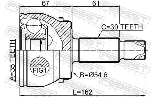 FEBEST Joint Kit, drive shaft (2210-MQ4F)