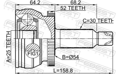 FEBEST Joint Kit, drive shaft (2210-XM12A52)