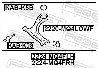 FEBEST Control/Trailing Arm, wheel suspension (2224-MQ4FRH)