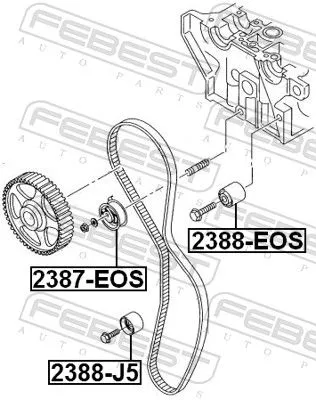 FEBEST Deflection Pulley/Guide Pulley, timing belt (2388-J5)