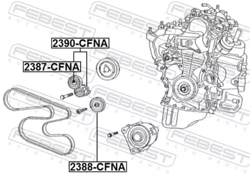 FEBEST Belt Tensioner, V-ribbed belt (2390-CFNA)