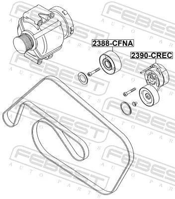 FEBEST Belt Tensioner, V-ribbed belt (2390-CREC)