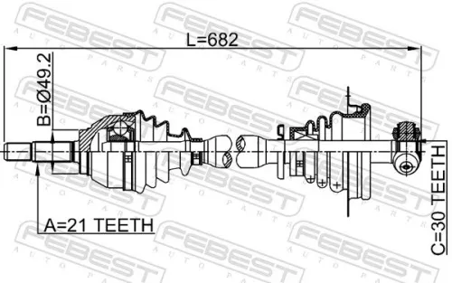 FEBEST Drive Shaft (2414-LOGLH)