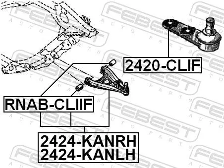 FEBEST Control/Trailing Arm, wheel suspension (2424-KANLH)