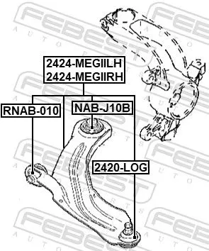 FEBEST Control/Trailing Arm, wheel suspension (2424-MEGIIRH)
