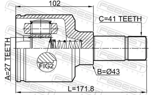 FEBEST Joint Kit, drive shaft (2511-BOX3LH)
