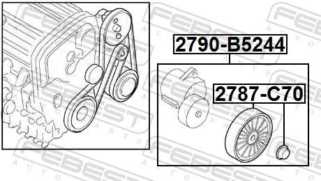 FEBEST Belt Tensioner, V-ribbed belt (2790-B5244)