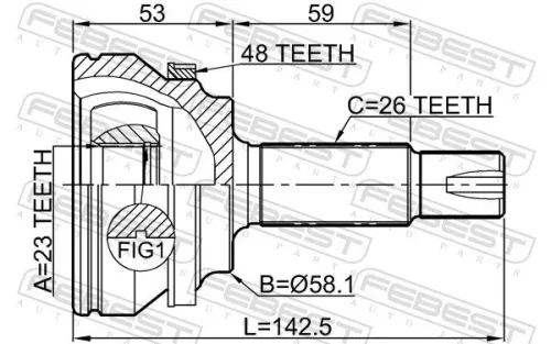 FEBEST Joint Kit, drive shaft (3510-EC7A48)