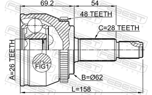 FEBEST Joint Kit, drive shaft (3510-NL32WDA48)