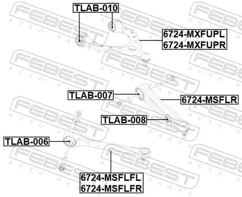 FEBEST Control/Trailing Arm, wheel suspension (6724-MXFUPR)