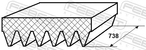 FEBEST V-Ribbed Belt (88128-6L738)