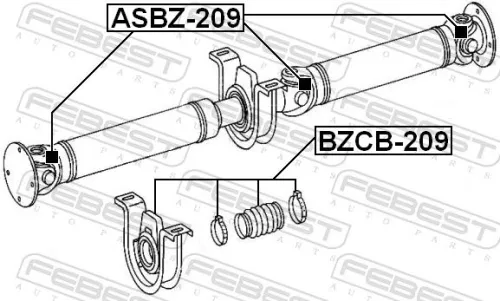 FEBEST Bearing, propshaft centre bearing (BZCB-209)