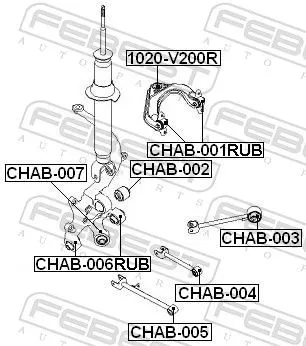 FEBEST Mounting, control/trailing arm (CHAB-006RUB)