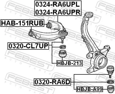 FEBEST Mounting, control/trailing arm (HAB-151RUB)
