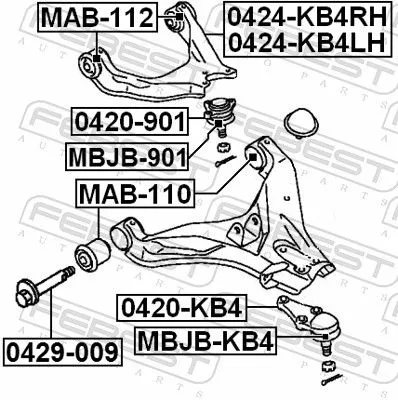 FEBEST Mounting, control/trailing arm (MAB-112)
