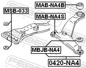 FEBEST Mounting, control/trailing arm (MAB-NA4S)
