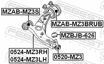 FEBEST Mounting, control/trailing arm (MZAB-MZ3BRUB)