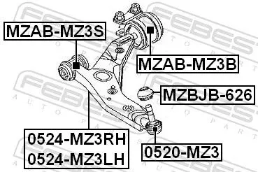 FEBEST Mounting, control/trailing arm (MZAB-MZ3S)