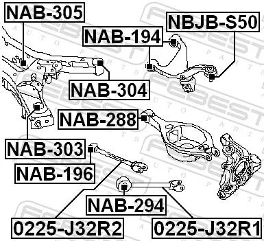 FEBEST Bushing, axle beam (NAB-305)