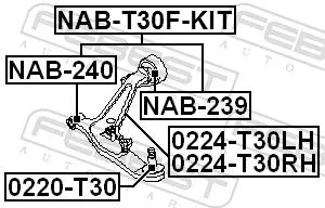 FEBEST Repair Kit, control arm (NAB-T30F-KIT)