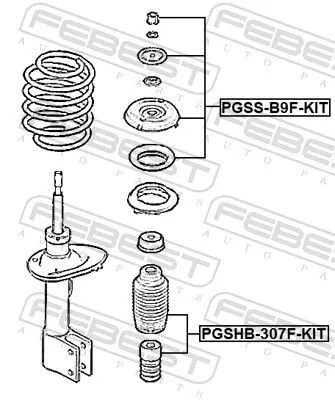 FEBEST Repair Kit, suspension strut support mount (PGSS-B9F-KIT)