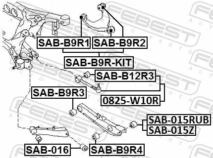 FEBEST Mounting, control/trailing arm (SAB-B9R2)