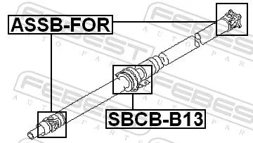 FEBEST Bearing, propshaft centre bearing (SBCB-B13)